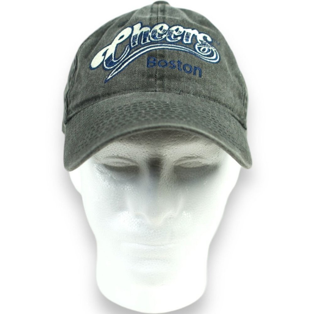 Cheers Boston Trucker Cap Gray w/ White Embroidery Adjustable Strap Hat